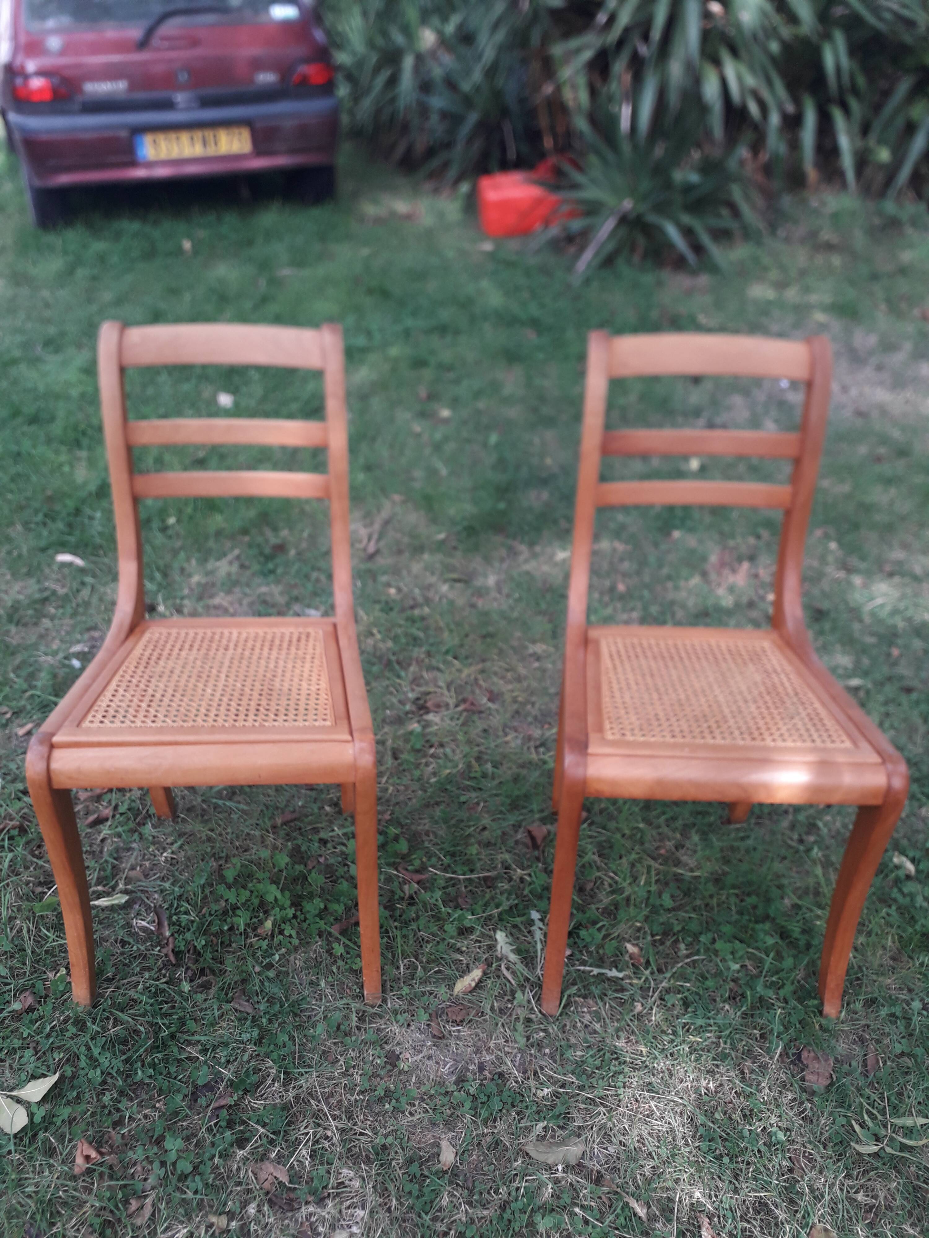 Pair of chair cane with barette