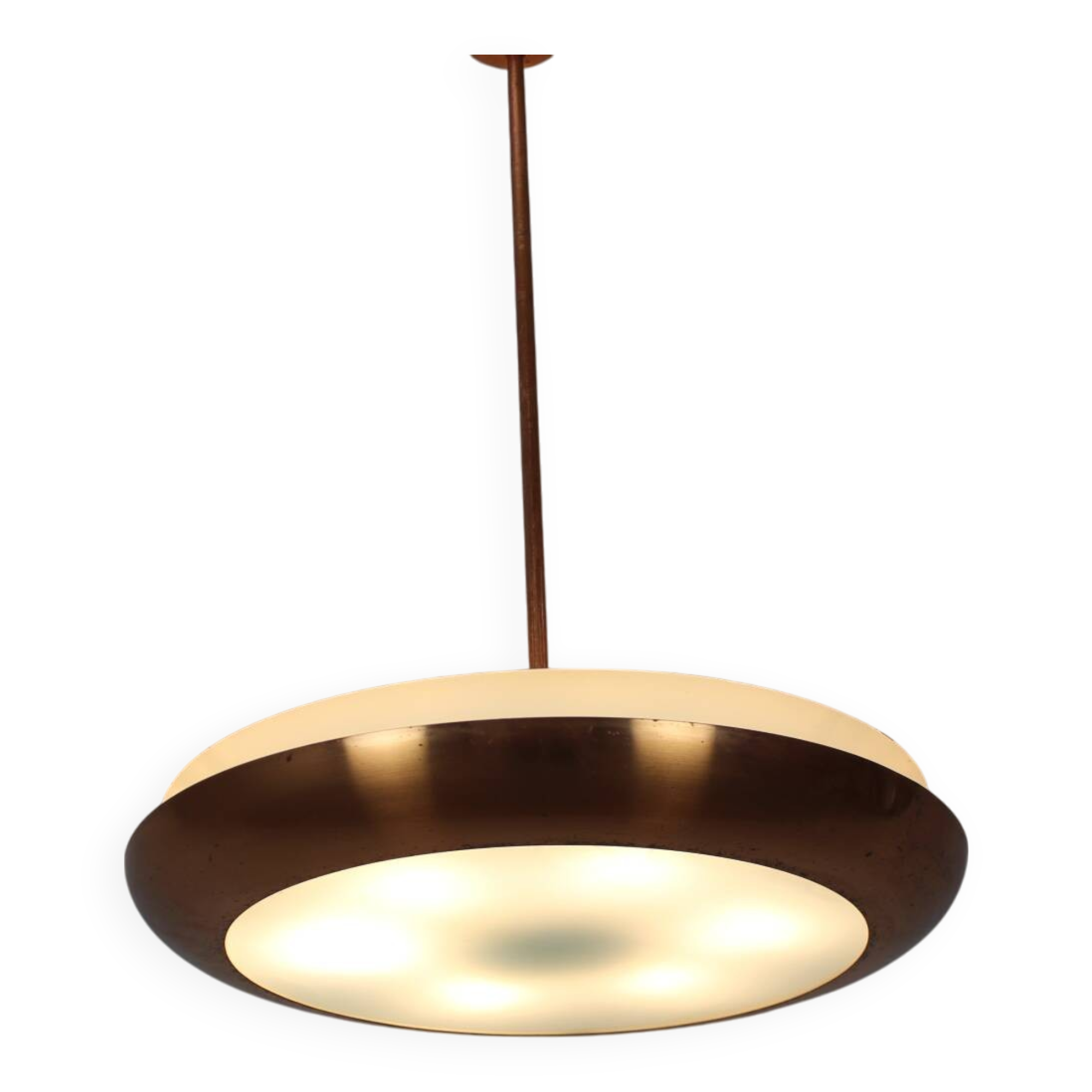 Bauhaus Copper Chandelier UFO by Josef Hurka, Czechoslovakia, 1930s