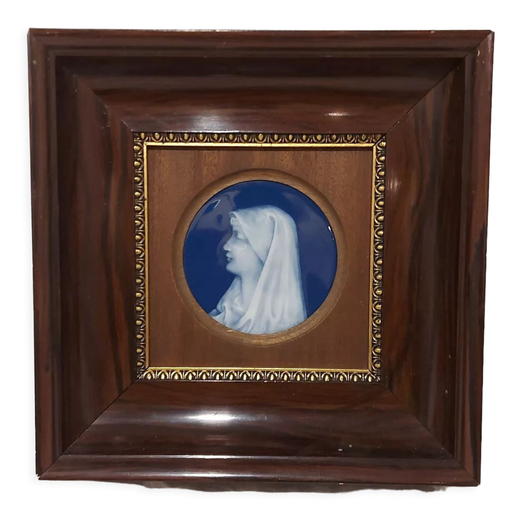 Limoges porcelain framed "The Virgin"