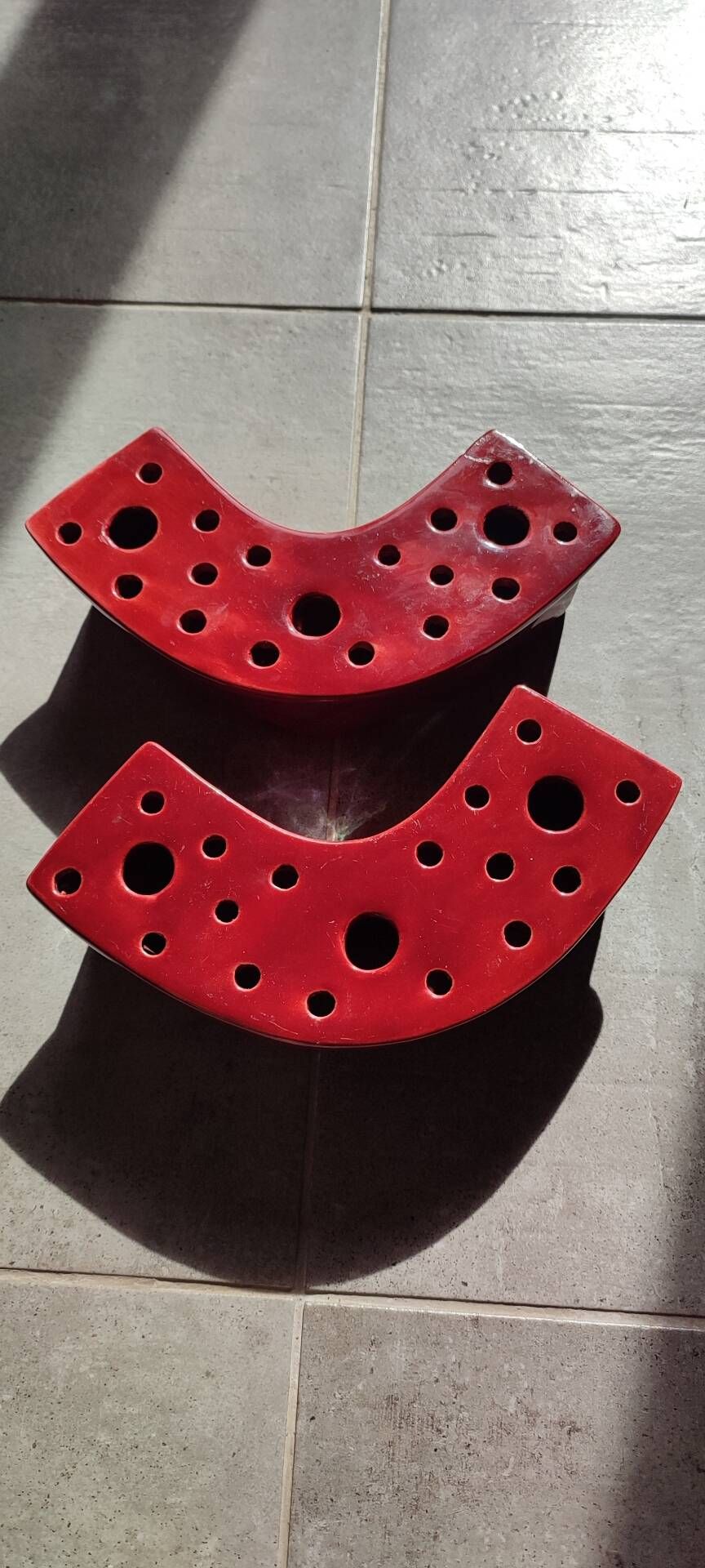 Pair of flower holder vases Ceramony Vallauris vintage 1960s/70s