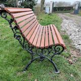 Banc de jardin ancien avec pieds en fonte vintage xxeme