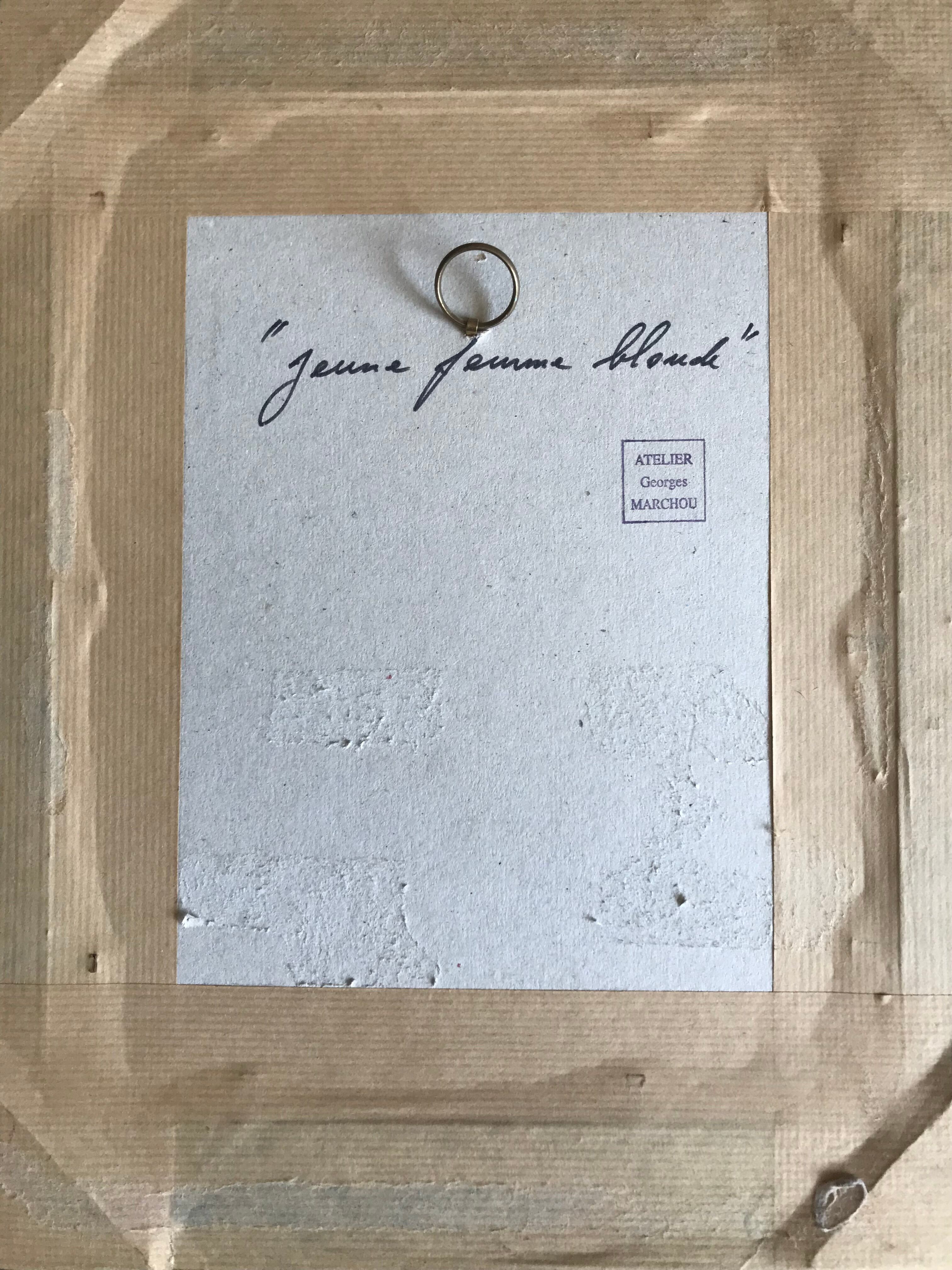 Young blonde girl, pastel on paper by Georges Marchou.