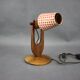 Mid-century adjustable wooden table lamp with checked shade, Czechoslovakia