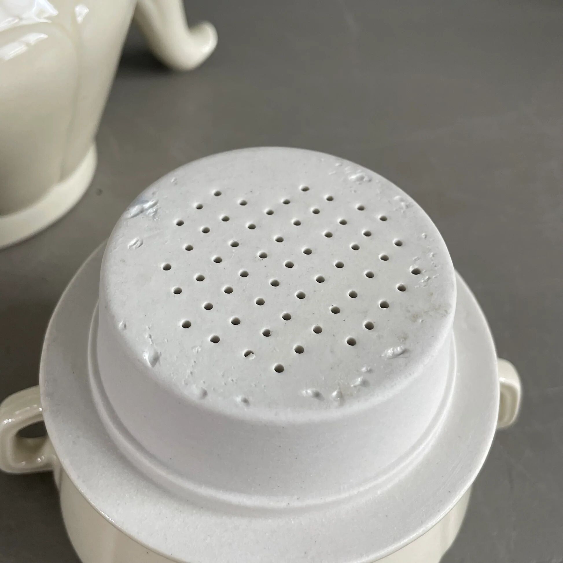 Old coffee pot with ceramic filter