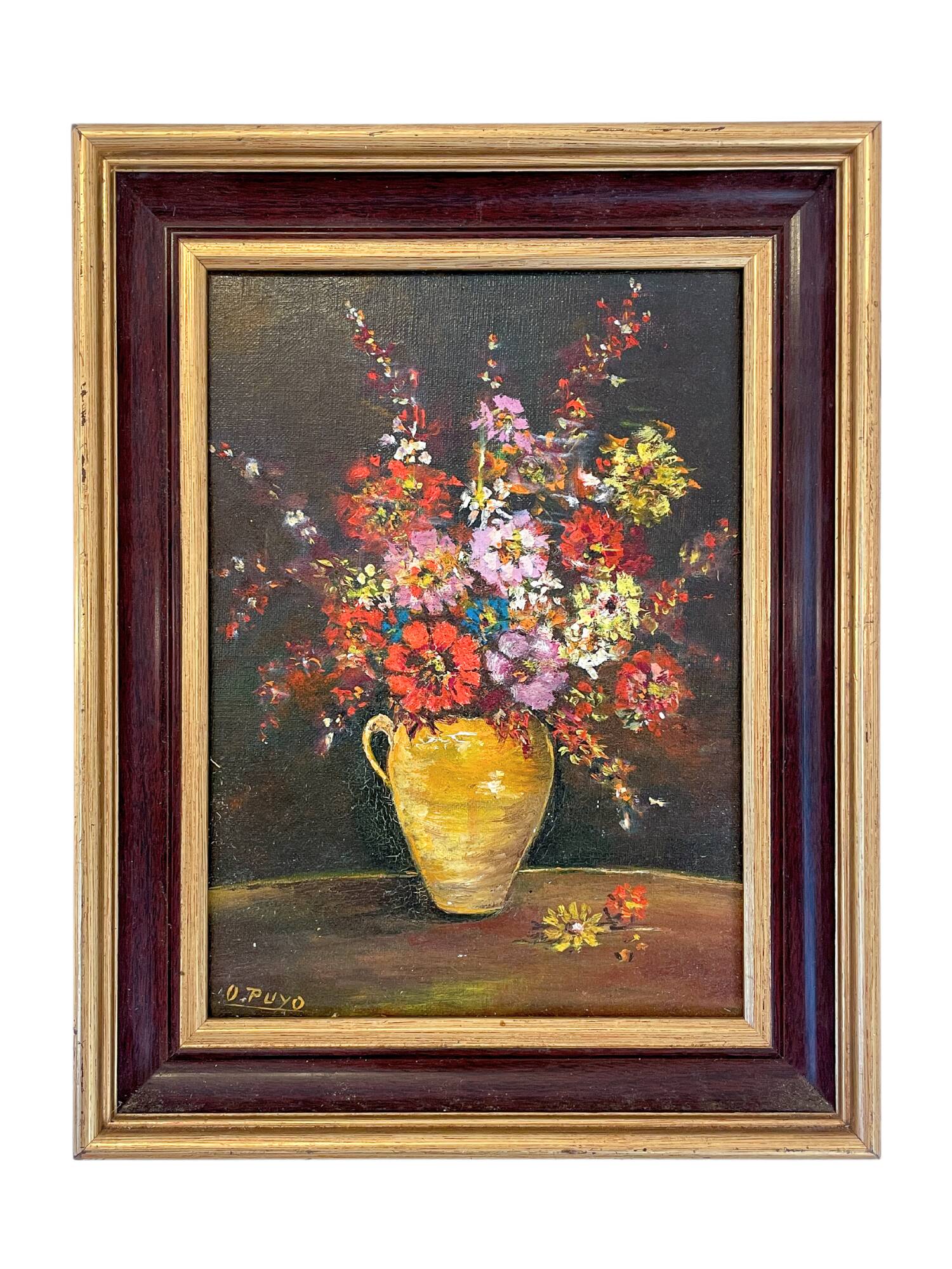Old painting - Flowers in a yellow pitcher