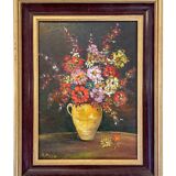 Old painting - Flowers in a yellow pitcher