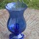 Photophore, Bougeoir en verre soufflé et bulle bleu cobalt de la verrerie de BIOT, signe, collector