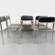 Set of 6 vintage Italian stackable chairs in chrome metal and skai.