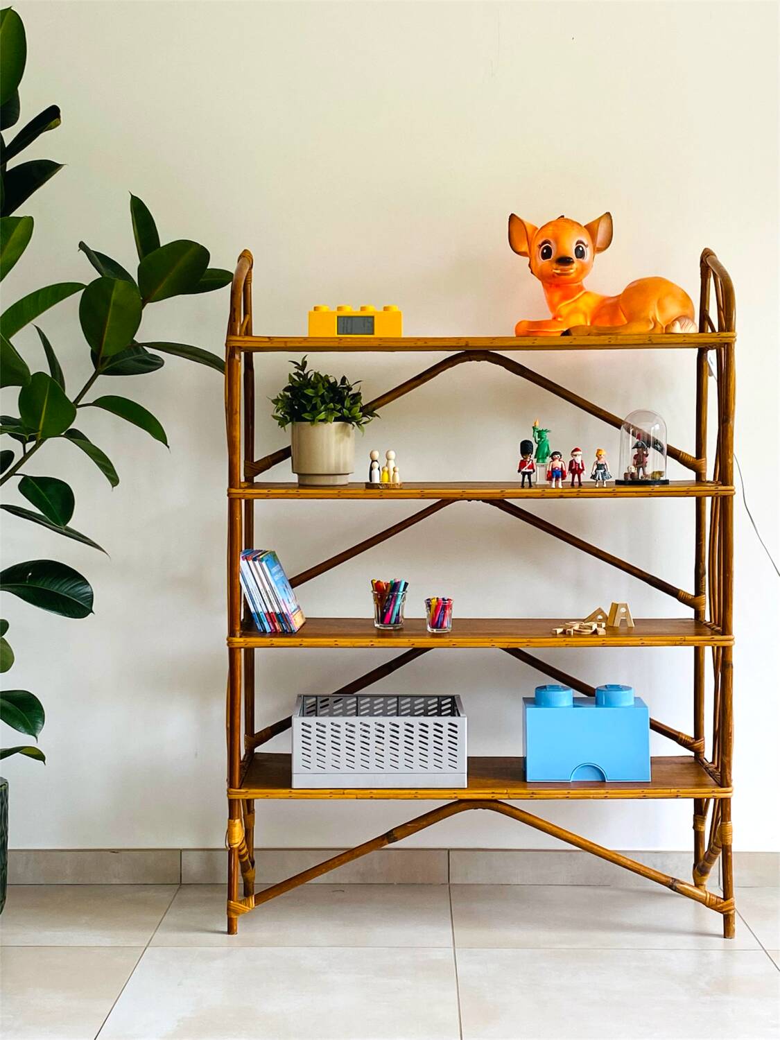 Vintage rattan shelf