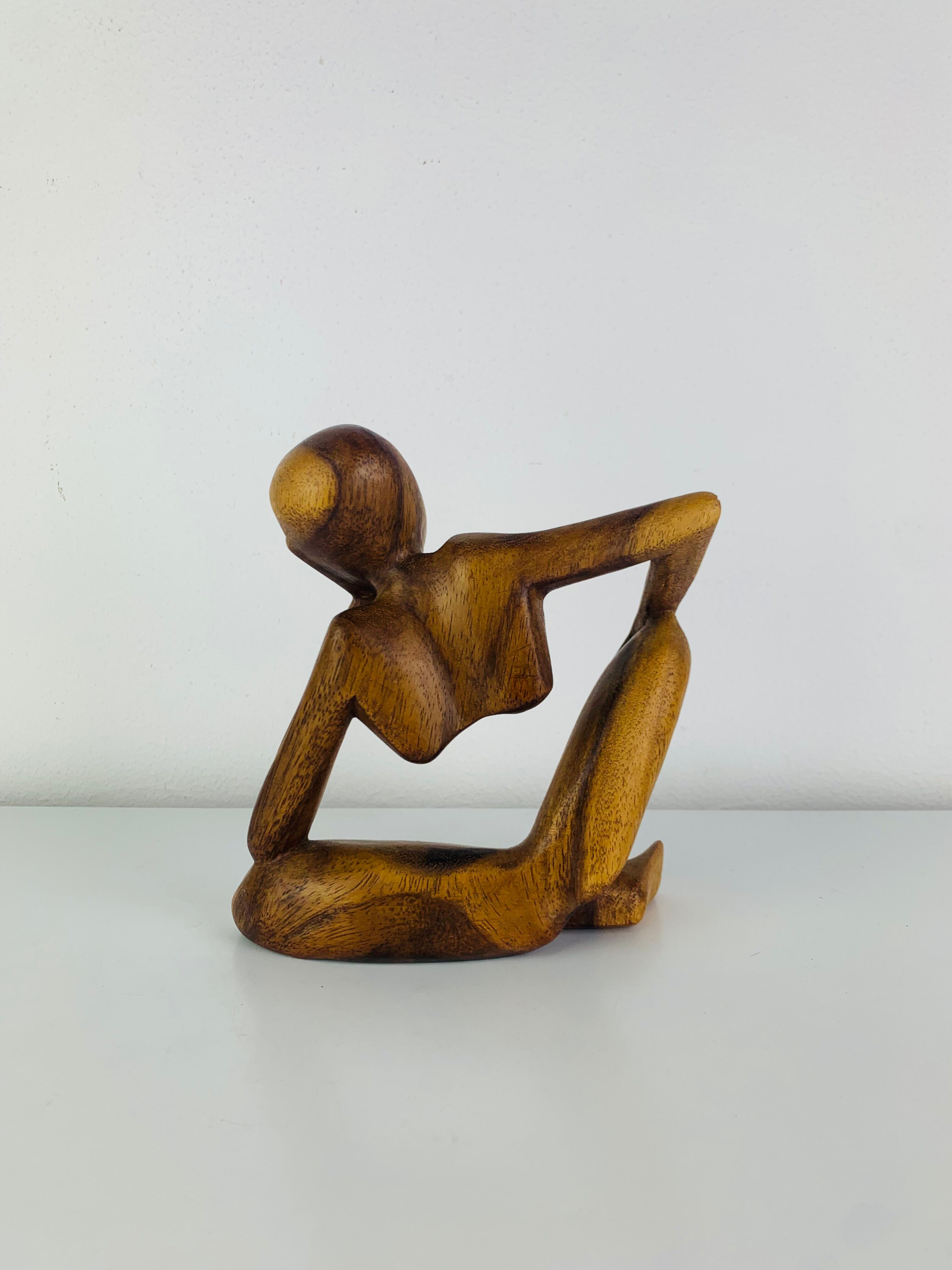 Sculpture thinker in teak, Scandinavian style