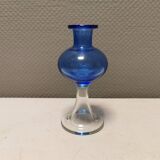 Vase with trumpet-shaped foot, in translucent and blue glass, model Lagune, 1974.