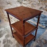 Vintage 1920s side table – Three-tiered shelf in French oak with turned legs.
