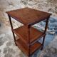 Vintage 1920s side table – Three-tiered shelf in French oak with turned legs.