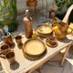 Pair of flat and deep plates in antique stoneware
