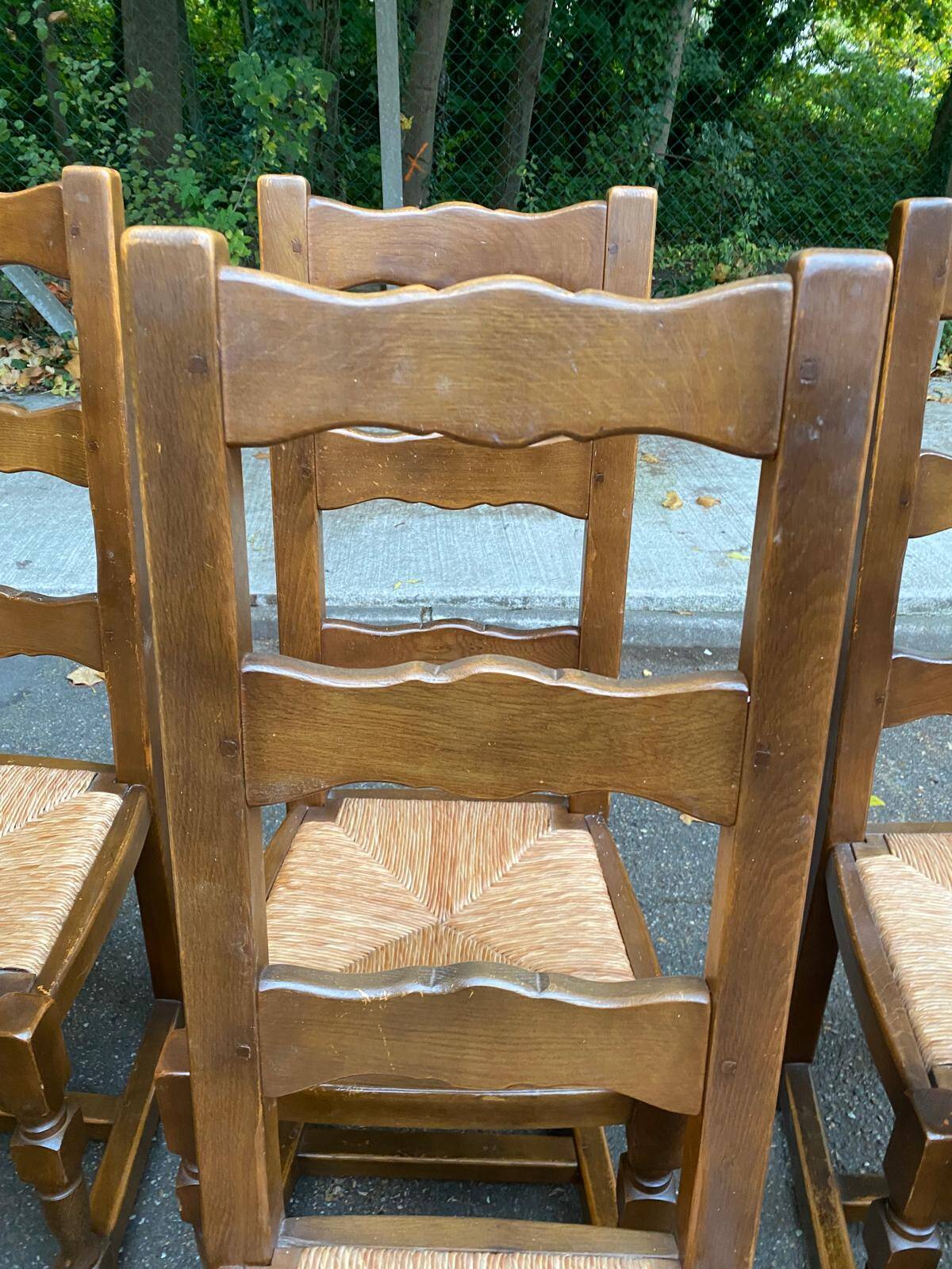 6 chaises à manger bois massif chêne moyen paillées 110cm