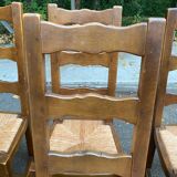 6 chaises à manger bois massif chêne moyen paillées 110cm