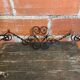 Vintage Wall Coat Rack with 4 Black Wrought Iron Heart-Shaped Hooks