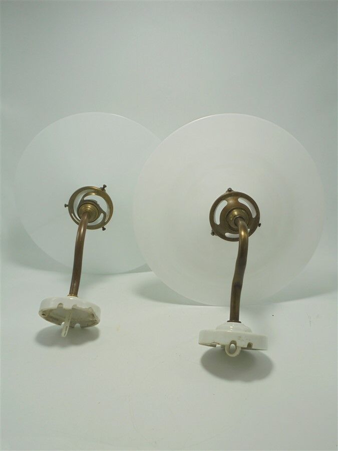 Pair of opaline wall lamps