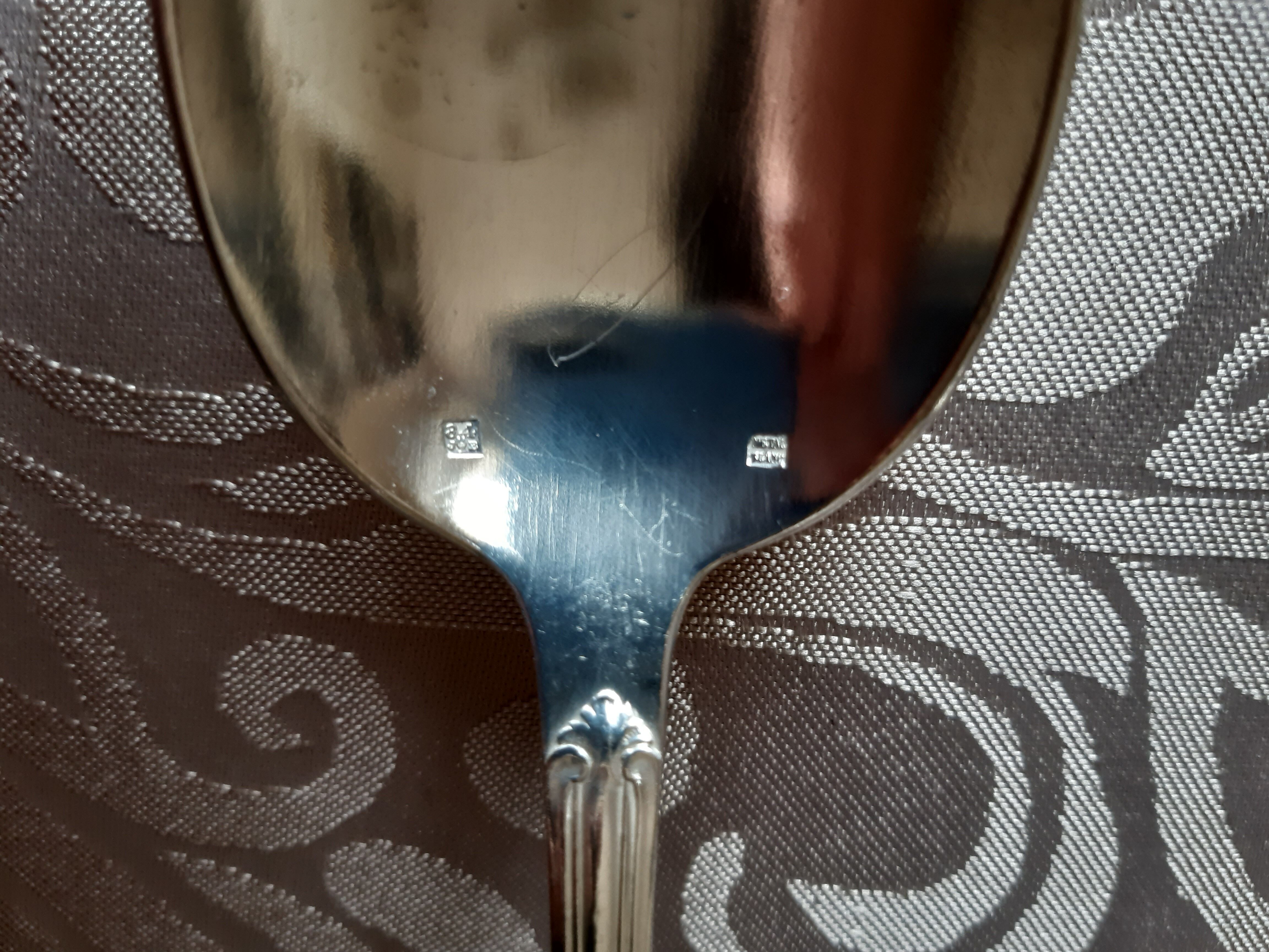 Art nouveau housewife, 48 pieces, 24 guests, foliage model, silver metal