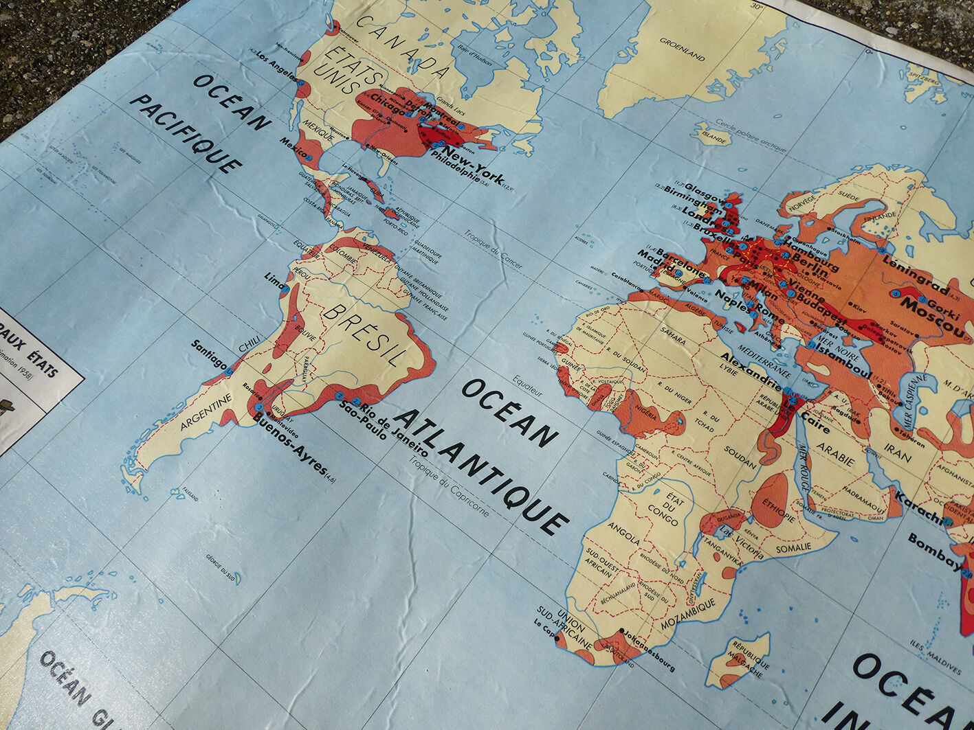 Map world map of the planisphere world MDI 1960