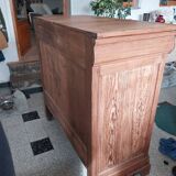 19th century sideboard in solid pitch pine, 2 doors, 1 drawer 128x58x120cm