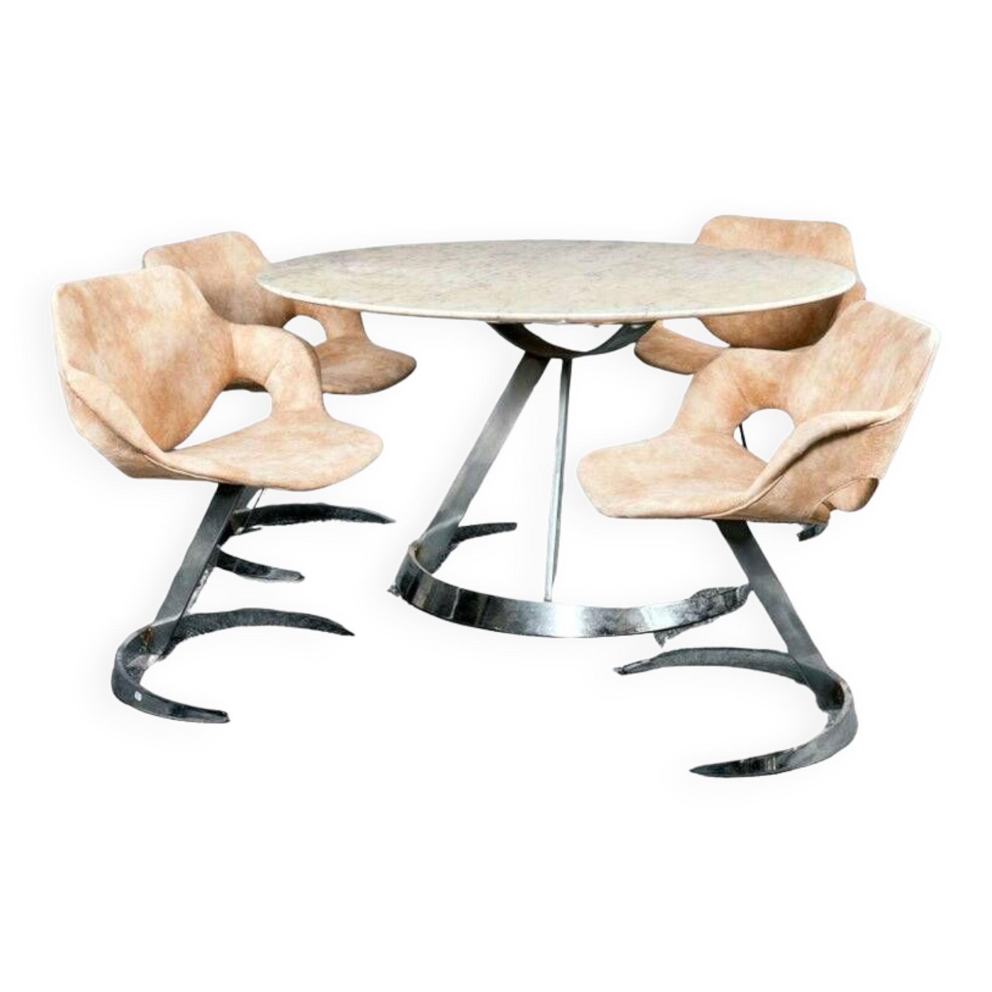 Euro Steel table and chair set 1970 Space Age