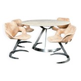 Euro Steel table and chair set 1970 Space Age