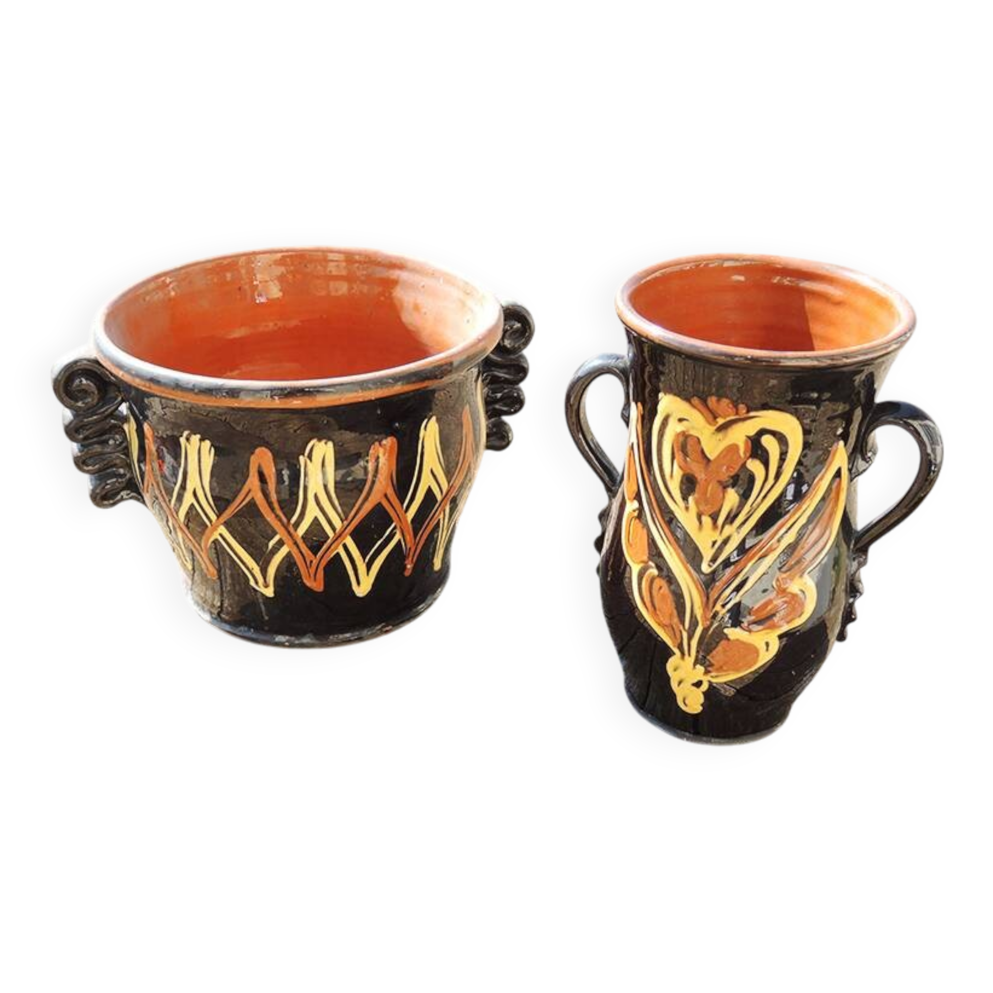 Antique Glazed Earthenware Vase & Planter