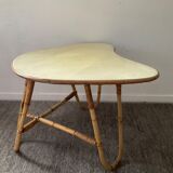 Asymmetrical rattan coffee table tripod foot, 60s