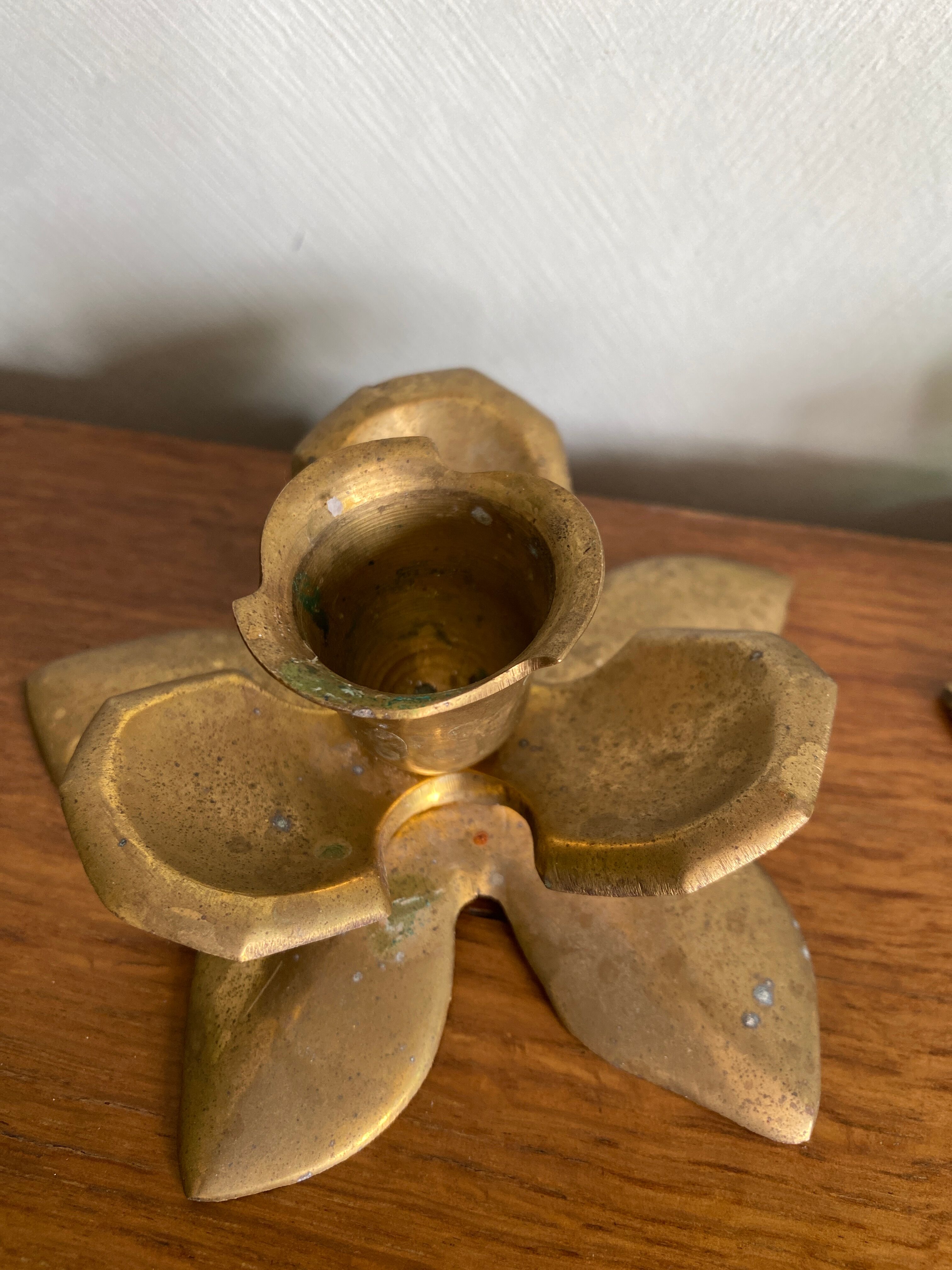 Pair of vintage brass candle holders