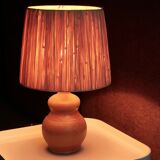 Sandstone lamp, raffia lampshade, 70s
