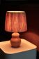 Lampe en grès, abat jour en raphia, années 70