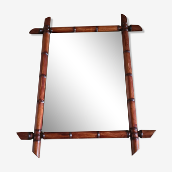 Old large retro bamboo mirror Dimensions: 77 x 62
