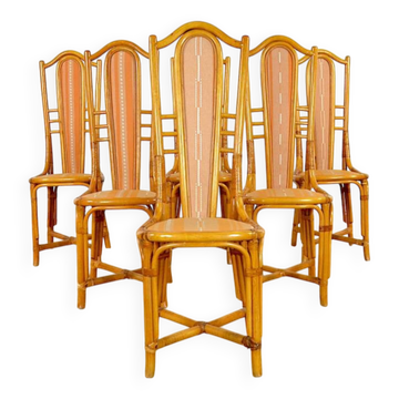 6 Vintage Bamboo & Rattan Chairs from the 1970s / 1980s