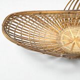 XXL - Oblong wicker basket with vintage handles 60s wicker boat basket