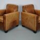 Fauteuils de club en cuir couleur cognac néerlandais vintage, ensemble de 2