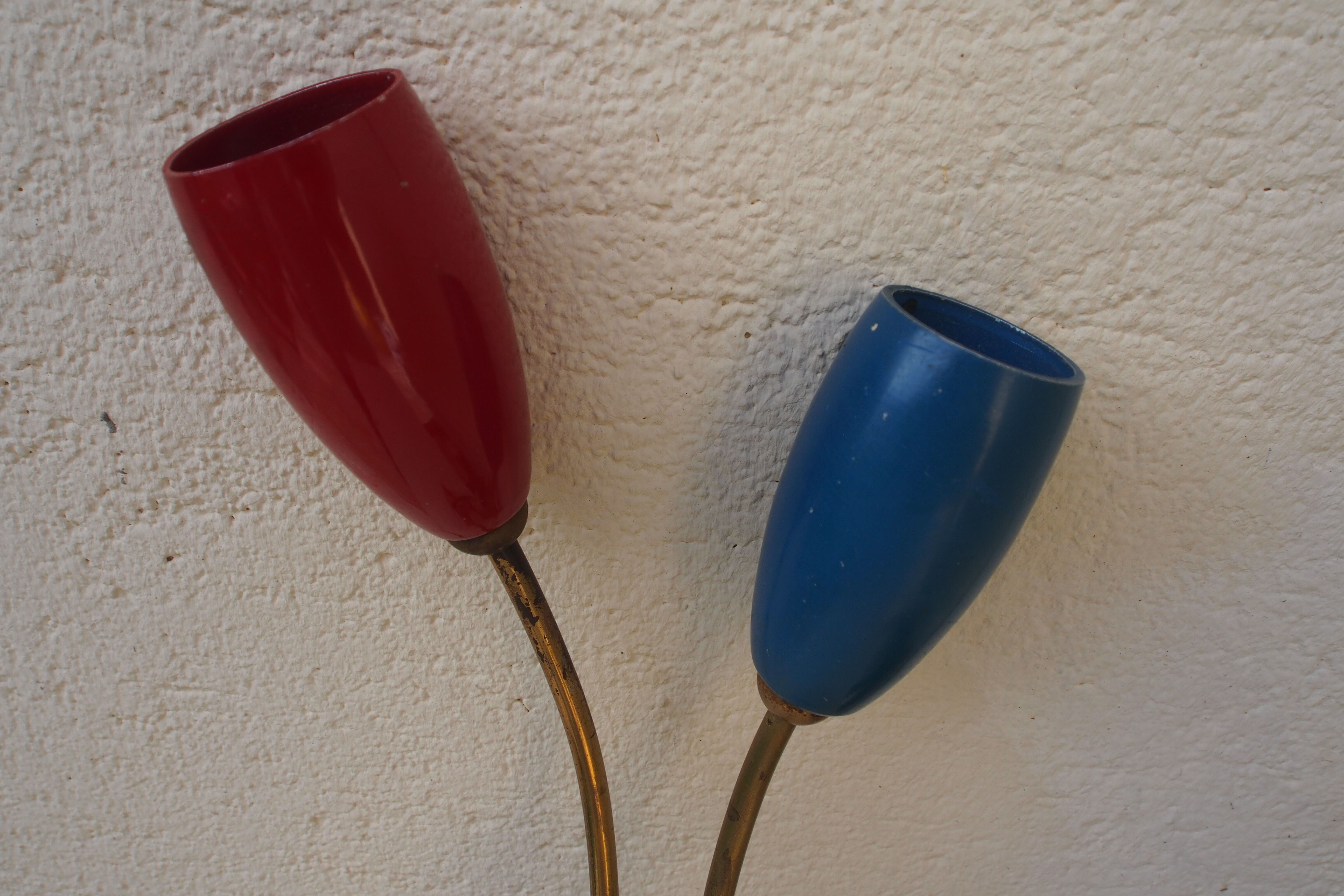 Apply wall brass and iron enameled italy 1950