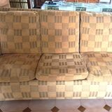 1940s club style 3-seater sofa in checked velvet fabric