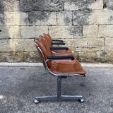 Chrome bench and camel leather
