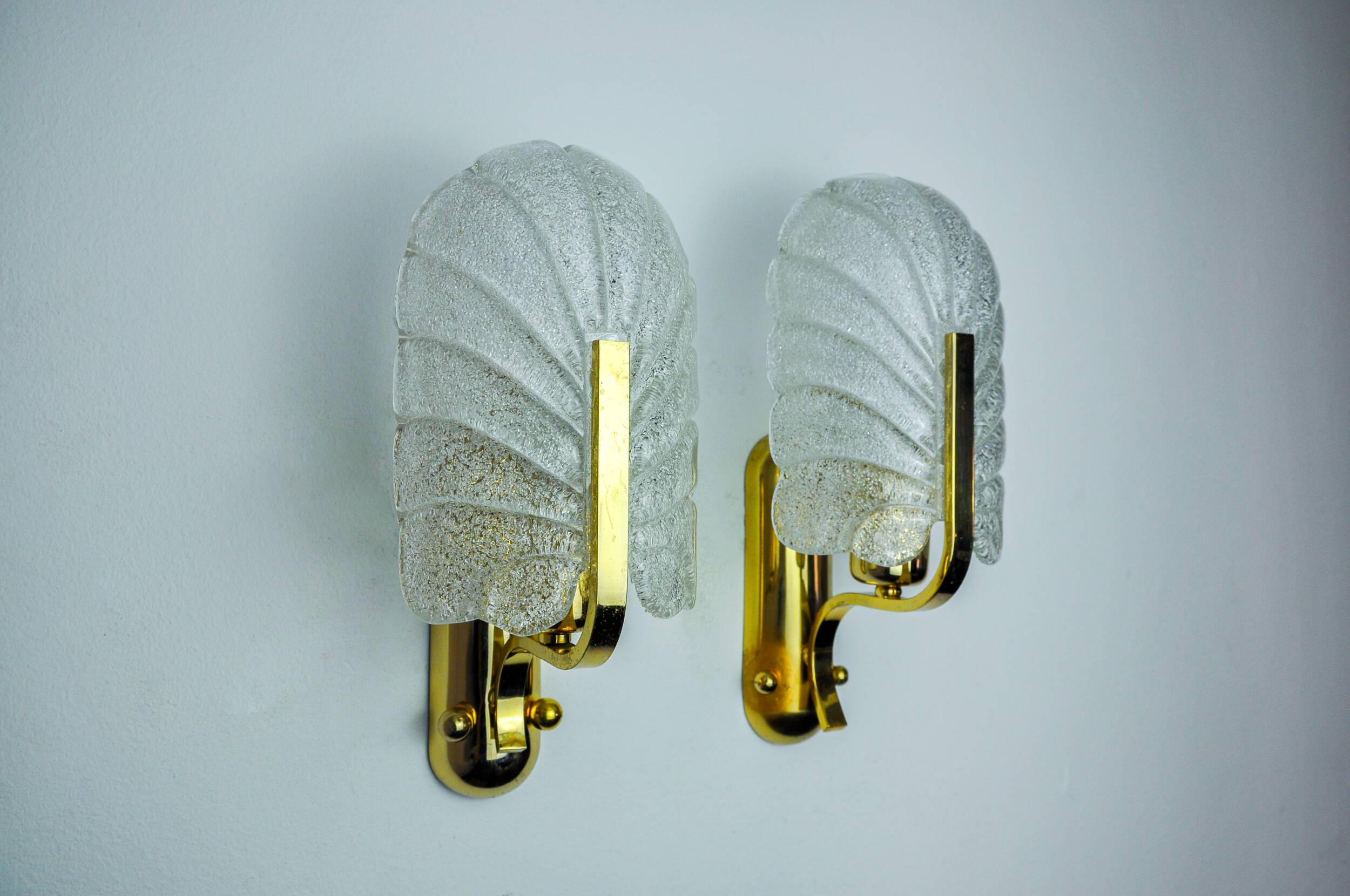Pair of "leaf" wall lights by Carl Fagerlund, Murano glass, Germany, 1970