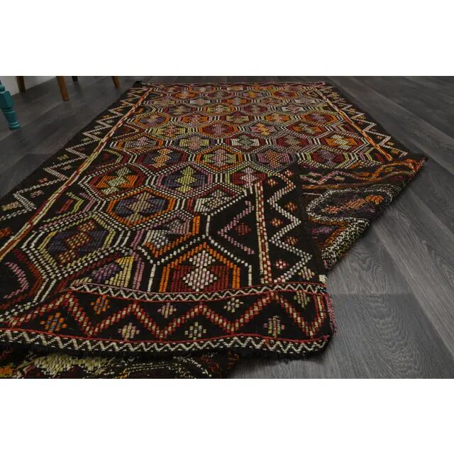 1970s Vintage Turkish Oushak Handmade Wool Cotton Brown Area Rug 144x260