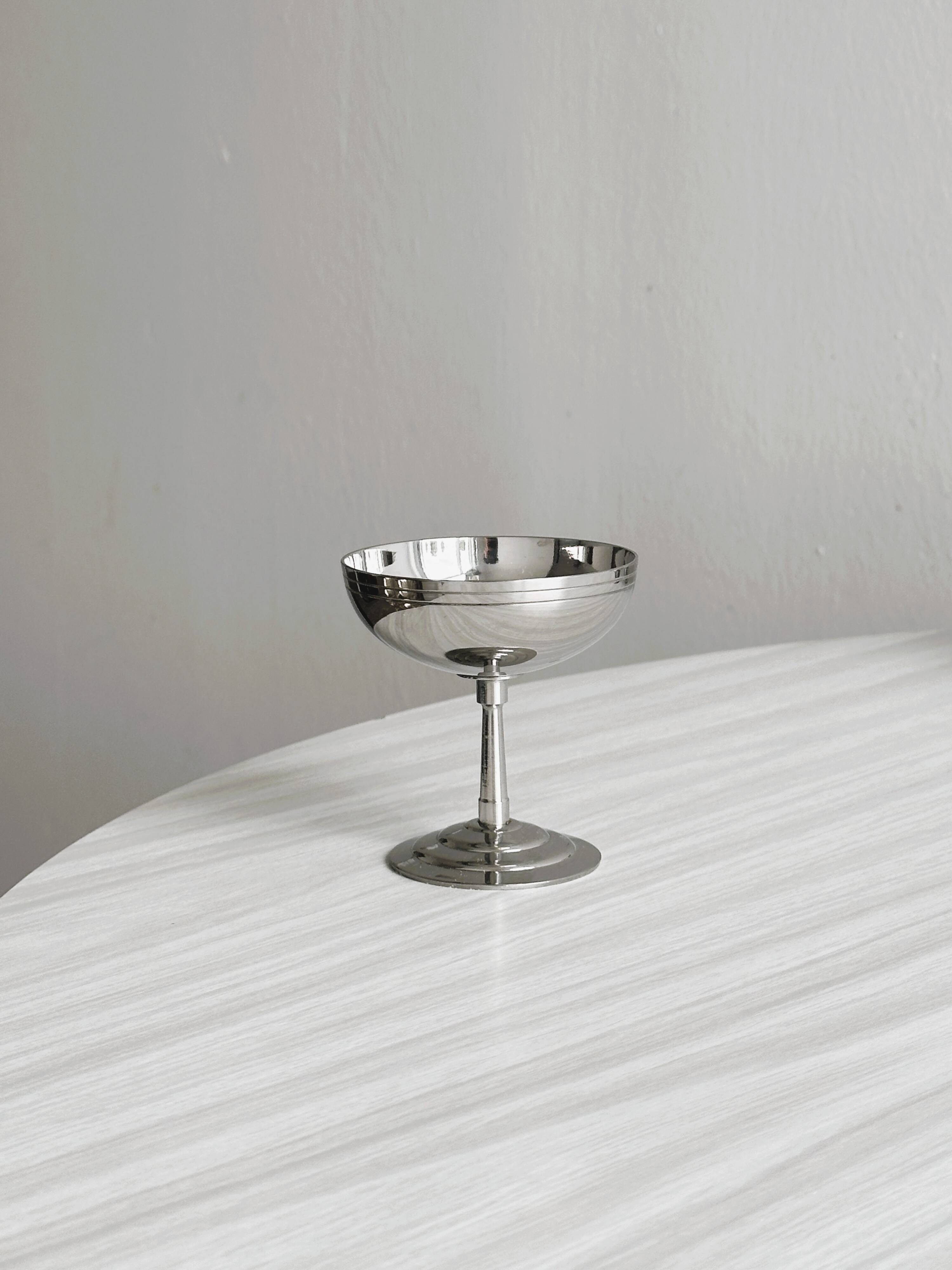 Set of 6 very small silver-plated metal bowls Letang Remy