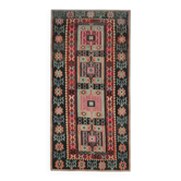 Tapis kilim en laine marron en coton fait main turc vintage 146x310