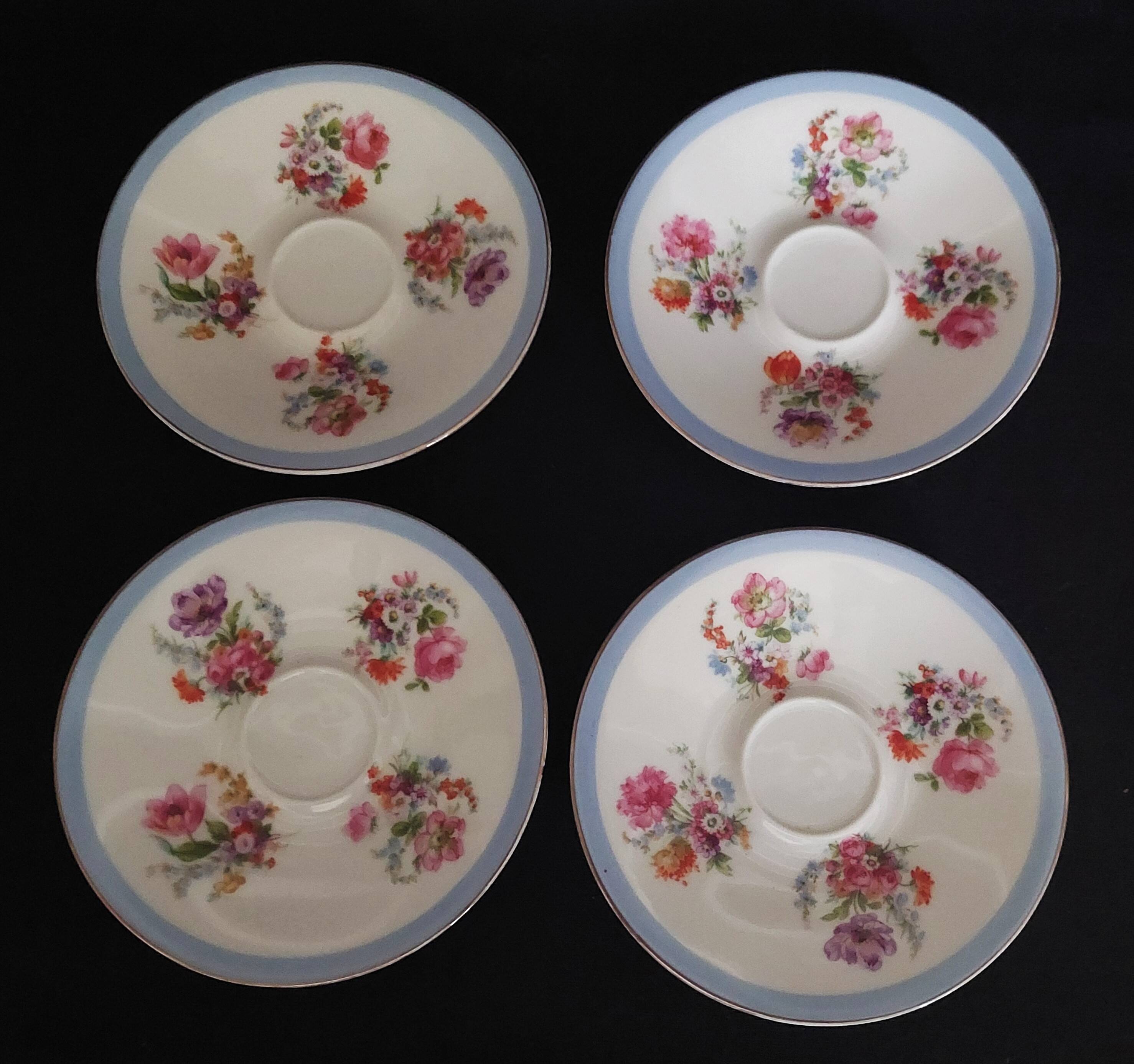 Epiag porcelain coffee cups Czechoslovakia floral decor