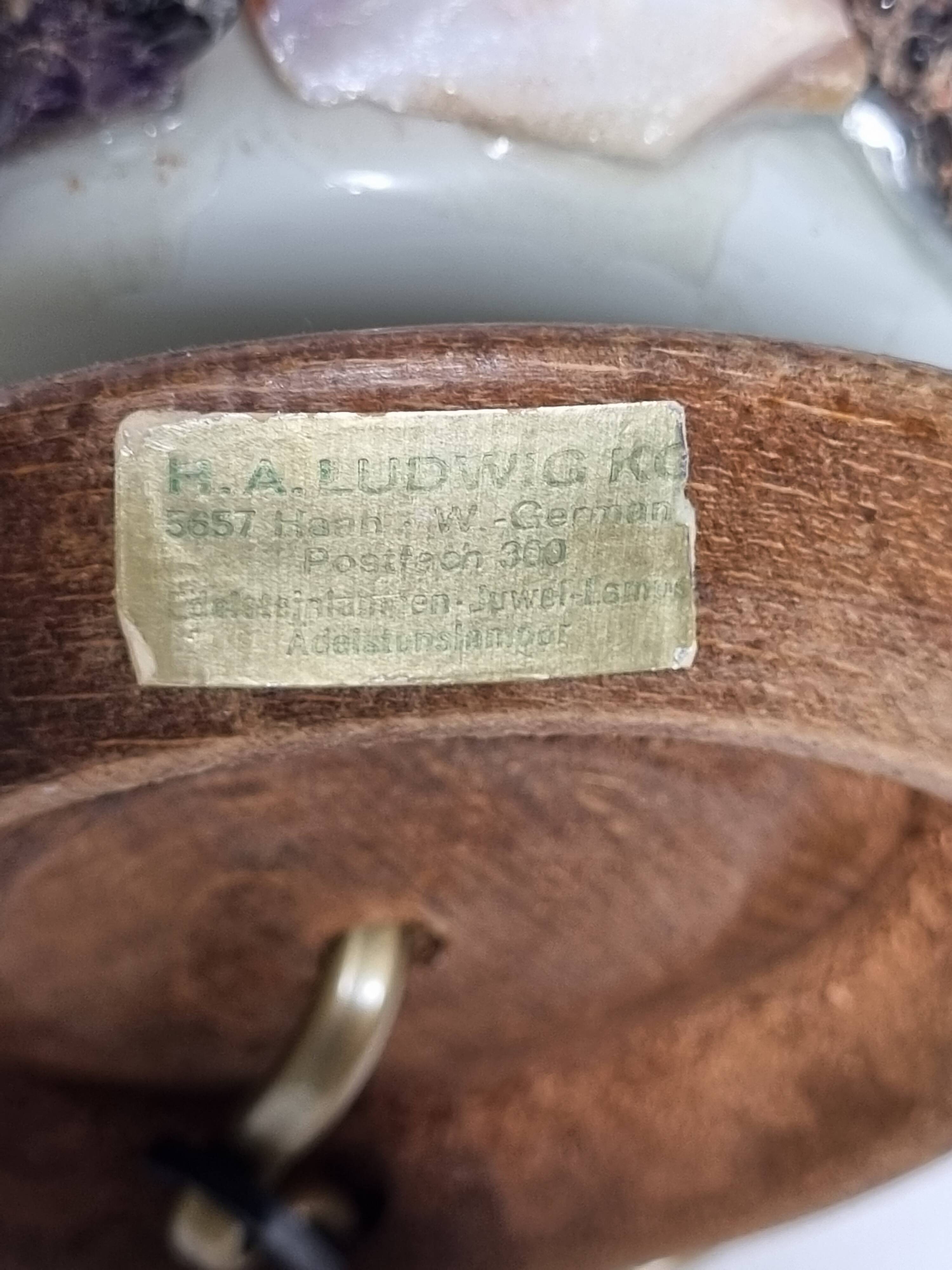 Vintage HA Ludwig lamp in semi-precious stones and wood West Germany