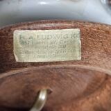 Lampe vintage H.A. Ludwig en pierres semi-précieuses et bois West Germany