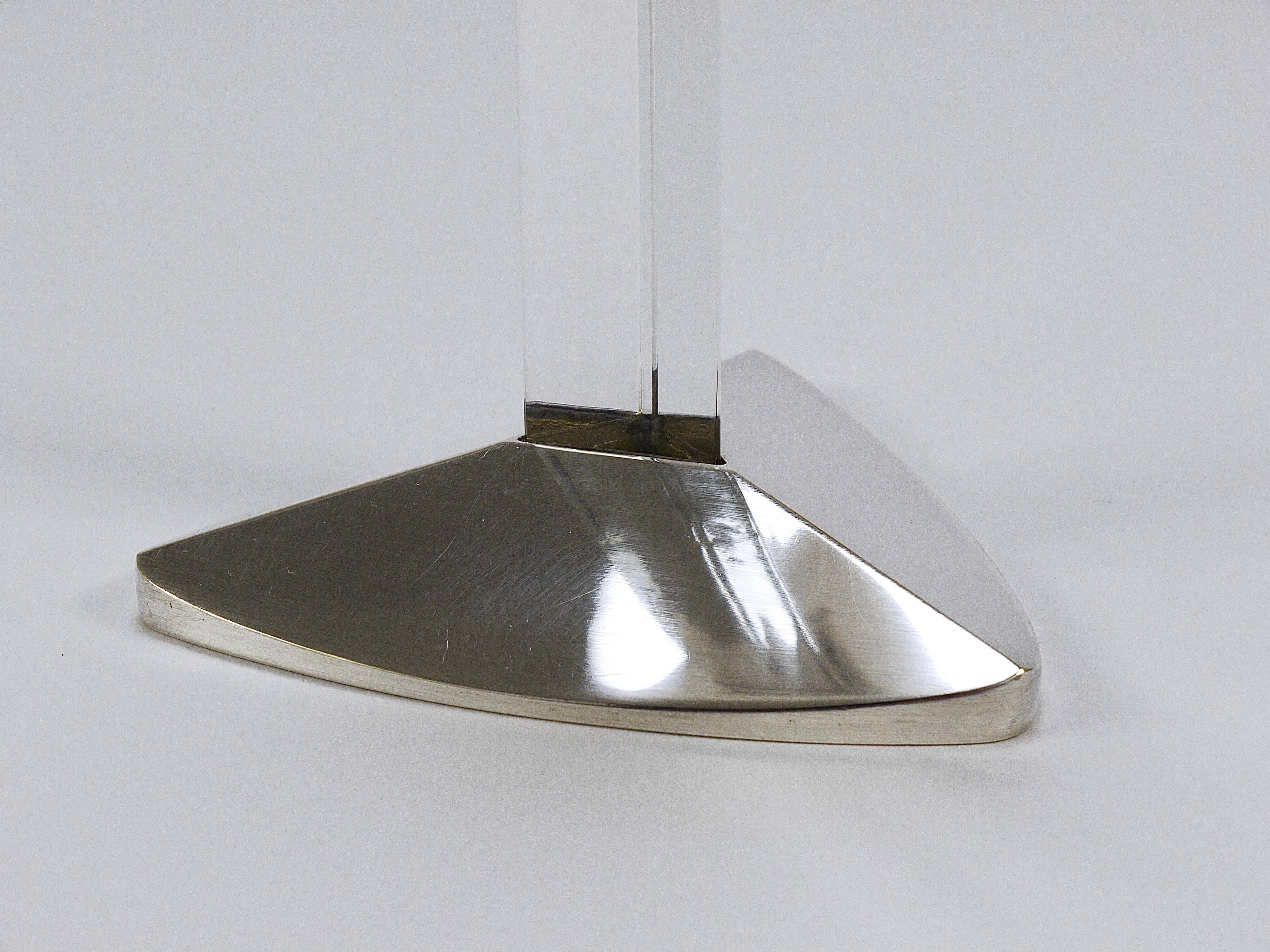 Riedel x Mesa postmodern chandeliers in silver and crystal, Italy, 1980.