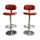 Pair of vintage bar stools with backrest - stainless steel base - 1960
