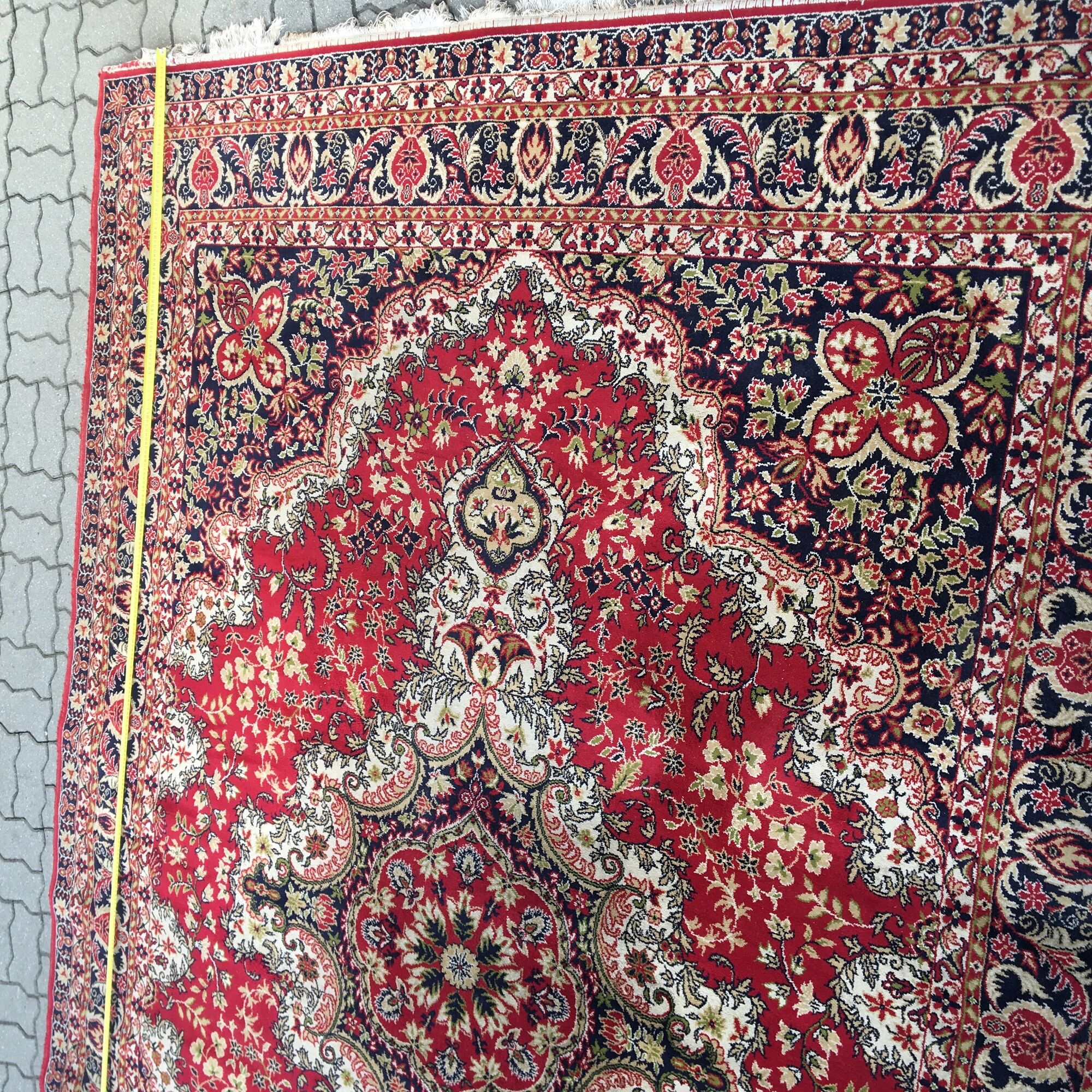 Vintage rug carpet 70s mid century Czechoslovakia red 253cm x 350cm
