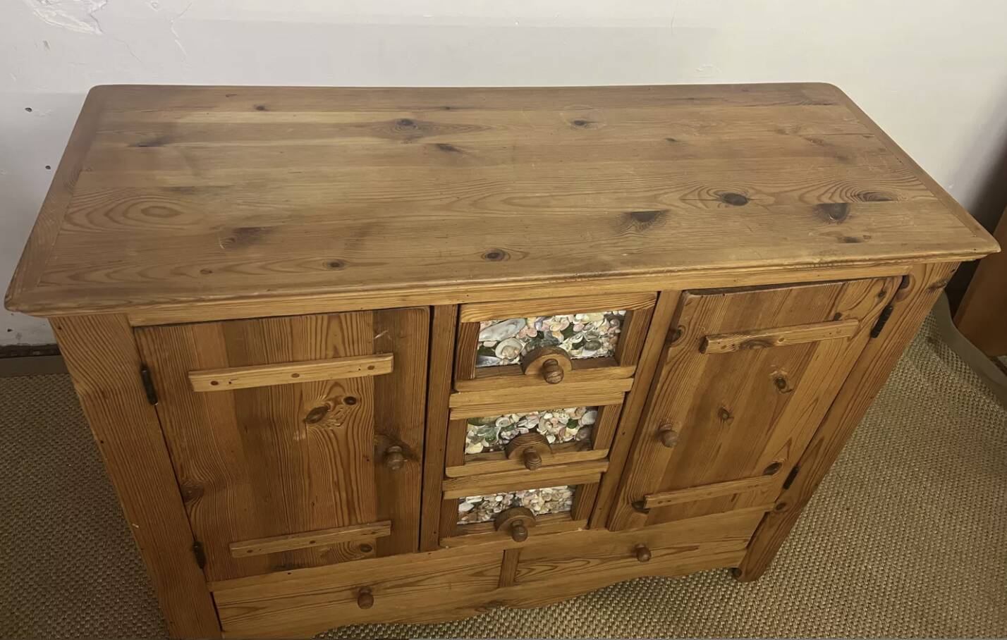 Vintage solid pitch pine chest of drawers